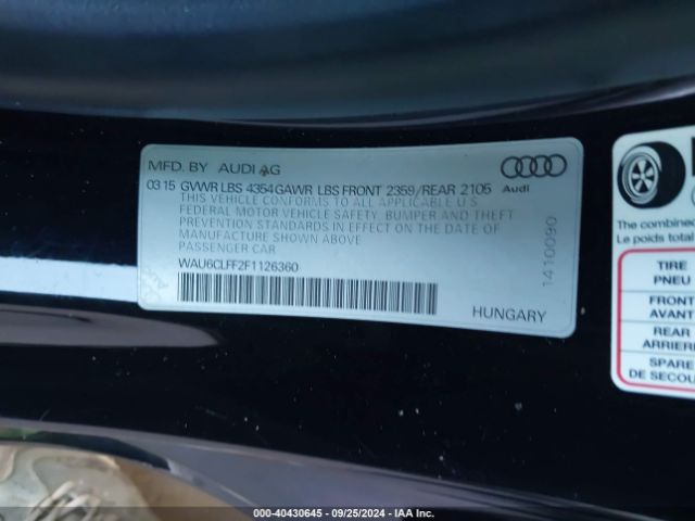 Photo 8 VIN: WAU6CLFF2F1126360 - AUDI A3 