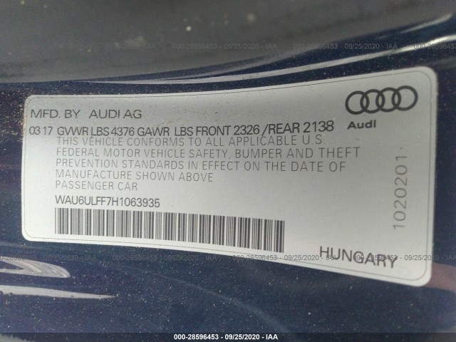 Photo 8 VIN: WAU6ULFF7H1063935 - AUDI A3 CABRIOLET 