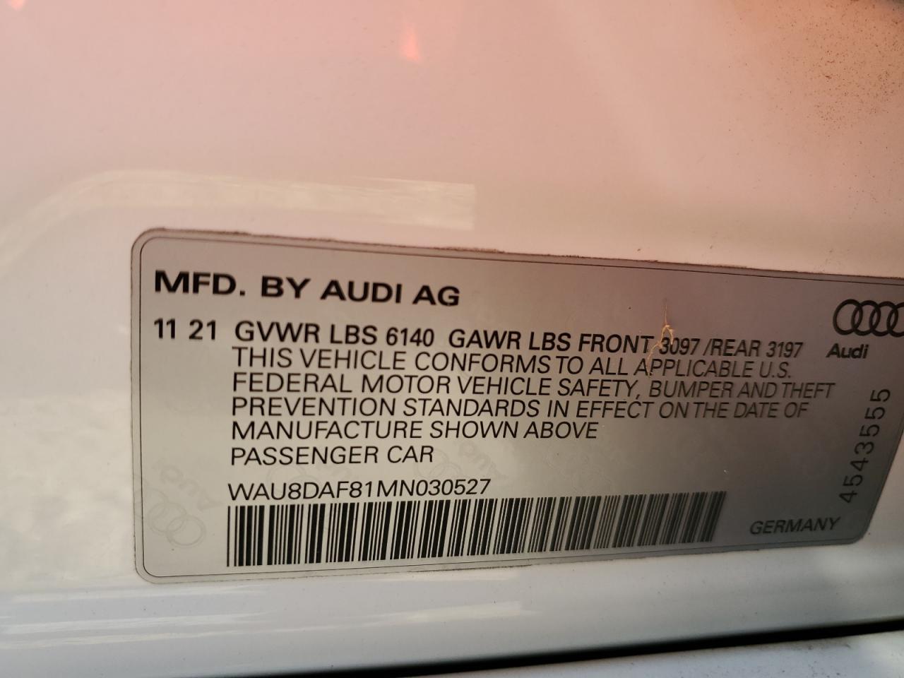 Photo 11 VIN: WAU8DAF81MN030527 - AUDI A8 