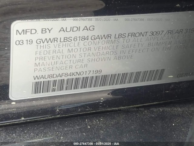 Photo 8 VIN: WAU8DAF84KN017199 - AUDI A8 