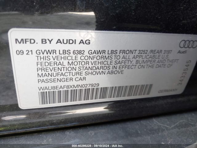 Photo 8 VIN: WAU8EAF8XMN027929 - AUDI A8 