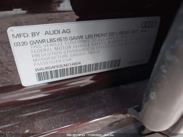 Photo 8 VIN: WAU8SAF83LN014804 - AUDI S8 