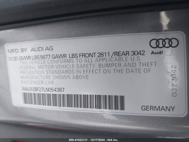 Photo 8 VIN: WAU92BF27LN054387 - AUDI A6 ALLROAD 