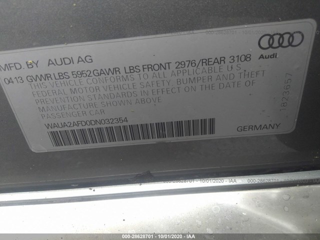 Photo 8 VIN: WAUA2AFD0DN032354 - AUDI A8 