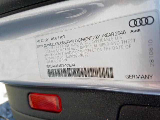 Photo 9 VIN: WAUA4AF48KA109244 - AUDI S4 PREMIUM 