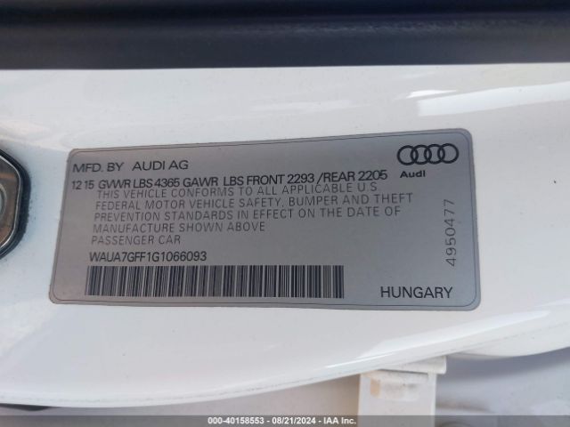 Photo 8 VIN: WAUA7GFF1G1066093 - AUDI A3 