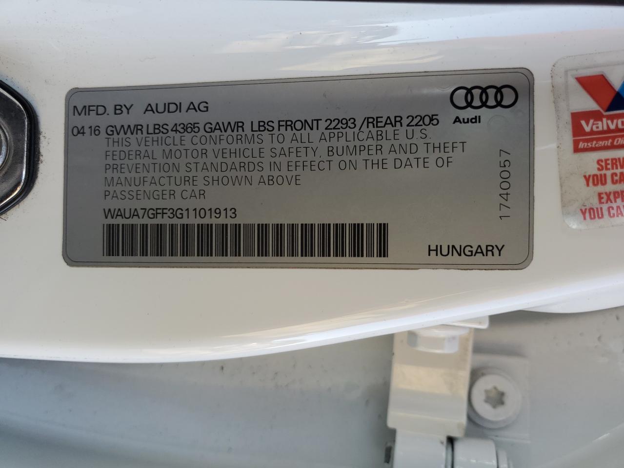 Photo 11 VIN: WAUA7GFF3G1101913 - AUDI A3 