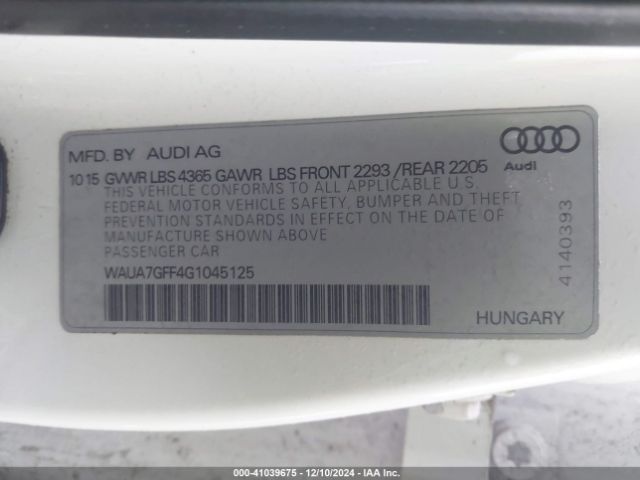 Photo 8 VIN: WAUA7GFF4G1045125 - AUDI A3 