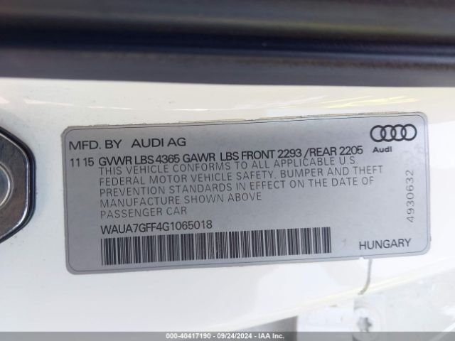 Photo 8 VIN: WAUA7GFF4G1065018 - AUDI A3 