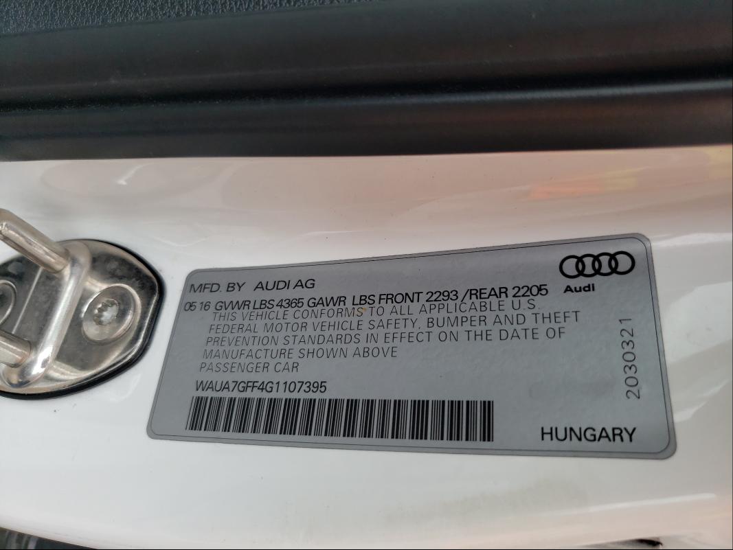 Photo 9 VIN: WAUA7GFF4G1107395 - AUDI A3 