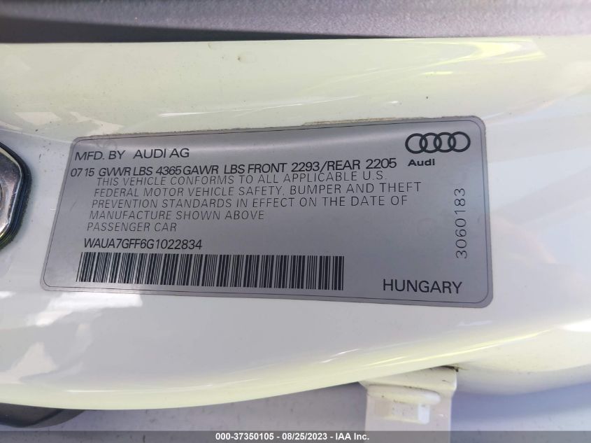 Photo 8 VIN: WAUA7GFF6G1022834 - AUDI A3 