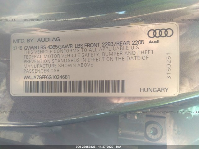 Photo 8 VIN: WAUA7GFF6G1024681 - AUDI A3 