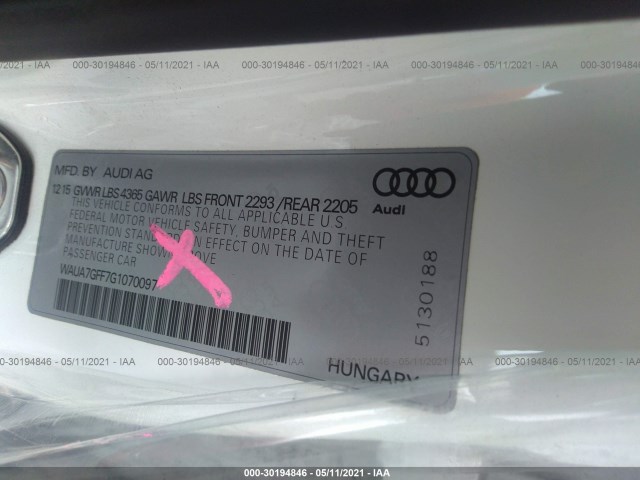 Photo 8 VIN: WAUA7GFF7G1070097 - AUDI A3 