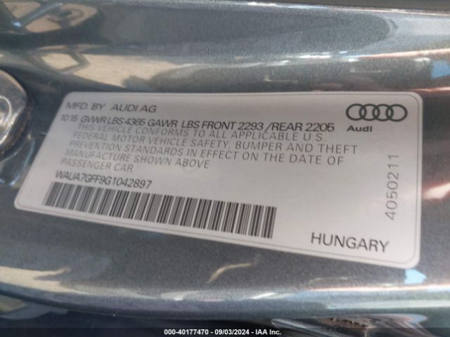 Photo 8 VIN: WAUA7GFF9G1042897 - AUDI A3 