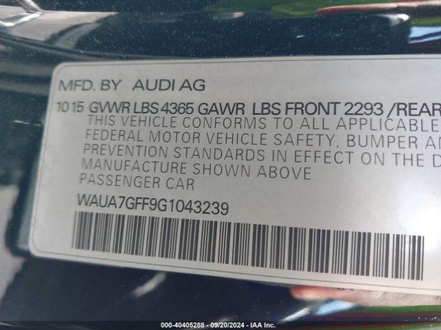 Photo 8 VIN: WAUA7GFF9G1043239 - AUDI A3 