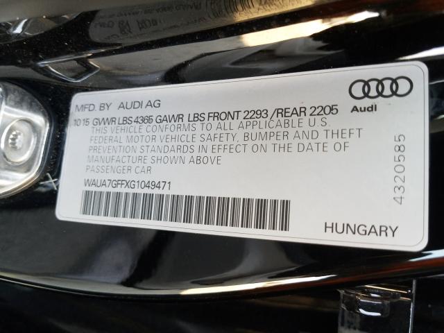 Photo 9 VIN: WAUA7GFFXG1049471 - AUDI A3 