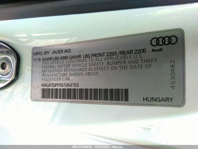 Photo 8 VIN: WAUA7GFFXG1054153 - AUDI A3 