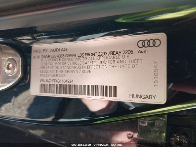 Photo 8 VIN: WAUA7HFF4G1104924 - AUDI A3 