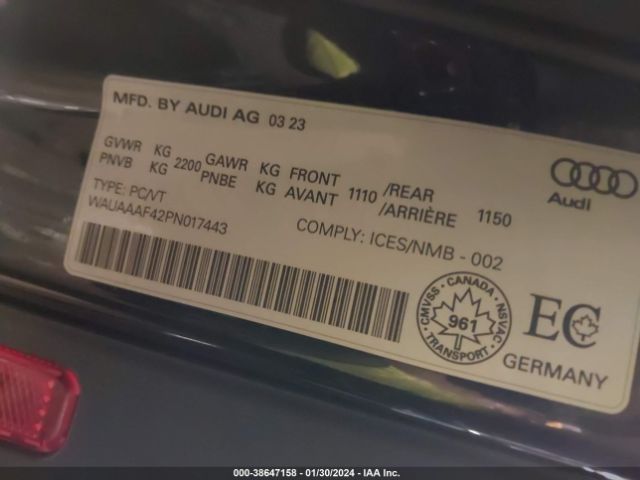 Photo 8 VIN: WAUAAAF42PN017443 - AUDI A4 