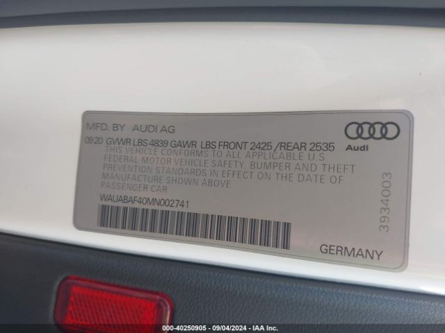 Photo 8 VIN: WAUABAF40MN002741 - AUDI A4 