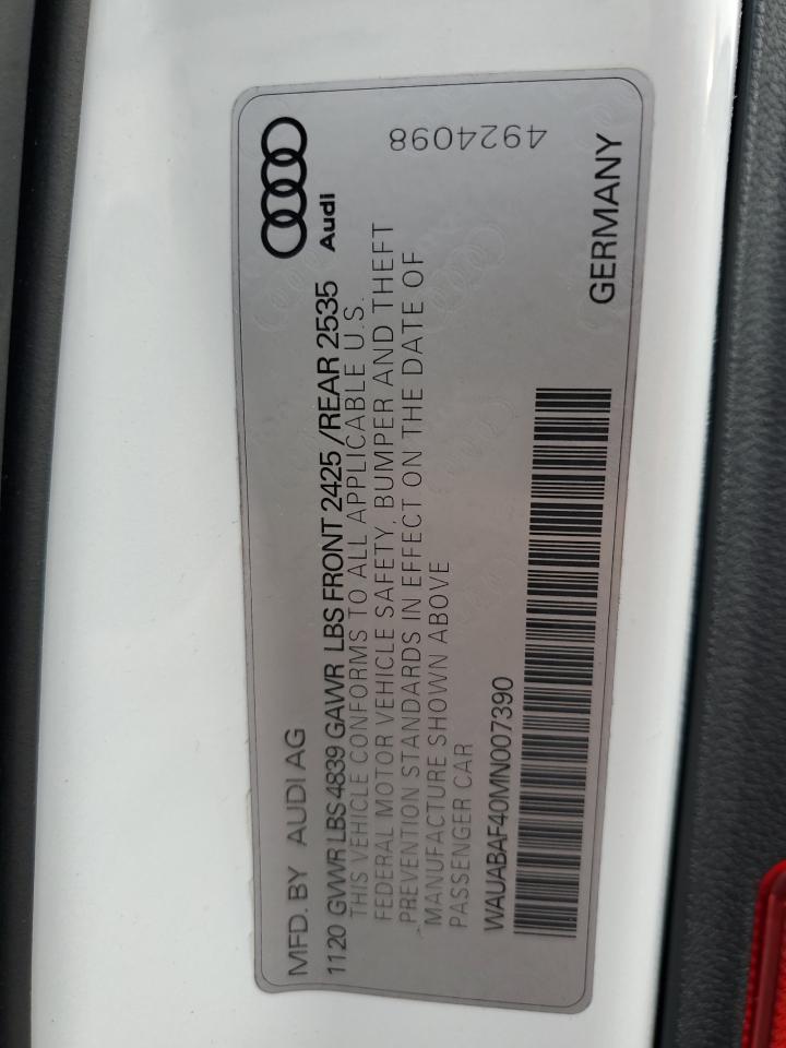 Photo 11 VIN: WAUABAF40MN007390 - AUDI A4 