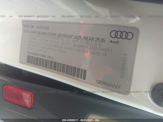 Photo 8 VIN: WAUABAF41MA015912 - AUDI A4 