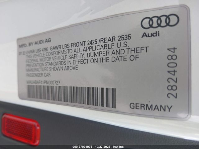 Photo 8 VIN: WAUABAF41PN000727 - AUDI A4 SEDAN 