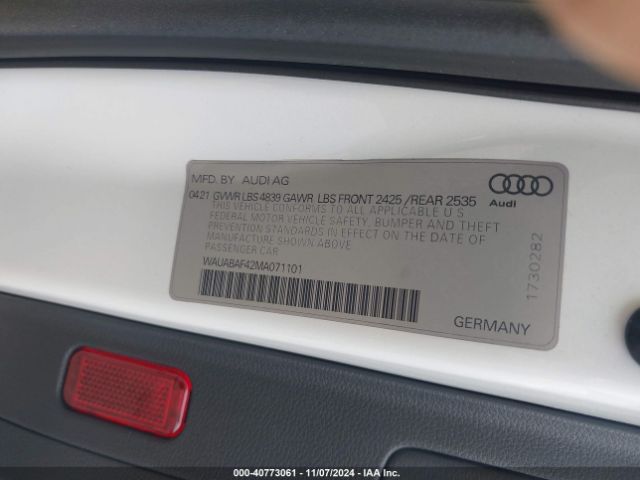 Photo 8 VIN: WAUABAF42MA071101 - AUDI A4 