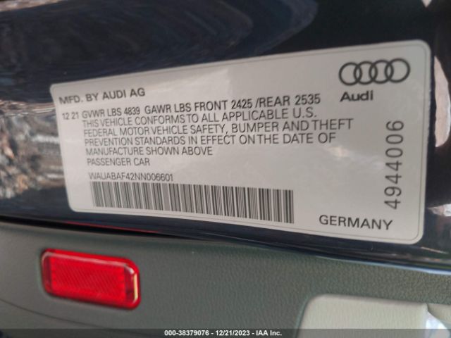 Photo 8 VIN: WAUABAF42NN006601 - AUDI A4 