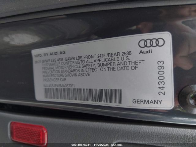 Photo 8 VIN: WAUABAF45MA087311 - AUDI A4 