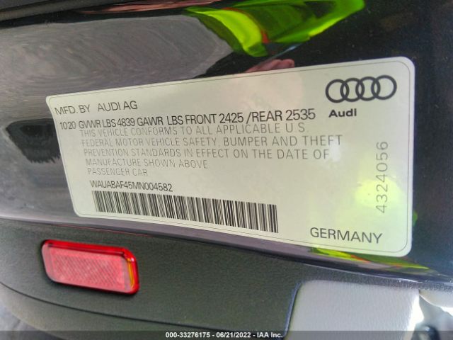 Photo 8 VIN: WAUABAF45MN004582 - AUDI A4 SEDAN 