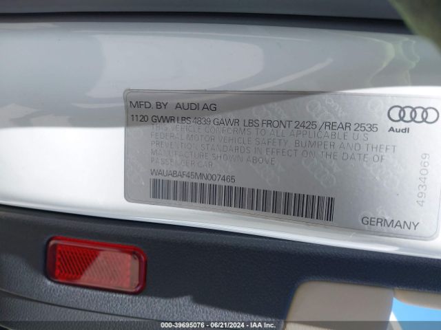 Photo 8 VIN: WAUABAF45MN007465 - AUDI A4 