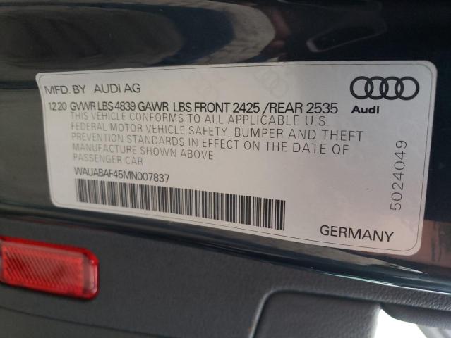 Photo 9 VIN: WAUABAF45MN007837 - AUDI A4 PREMIUM 