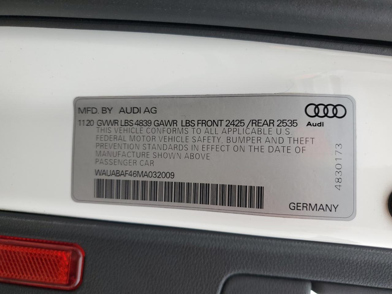 Photo 12 VIN: WAUABAF46MA032009 - AUDI A4 