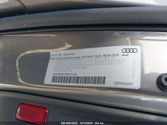 Photo 8 VIN: WAUABAF47MA051426 - AUDI A4 