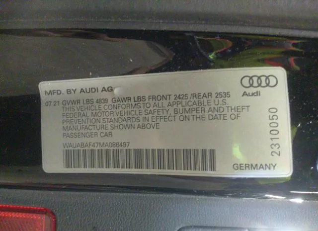 Photo 8 VIN: WAUABAF47MA086497 - AUDI A4 SEDAN 