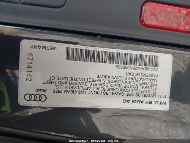 Photo 8 VIN: WAUABAF47PN009335 - AUDI A4 