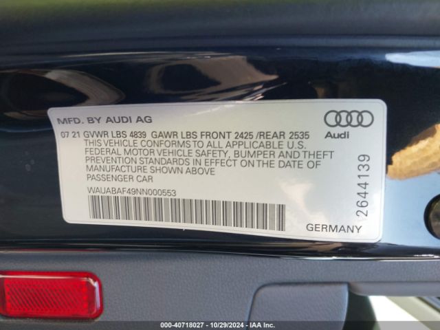 Photo 8 VIN: WAUABAF49NN000553 - AUDI A4 