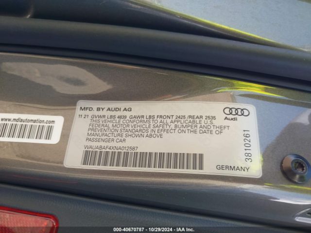 Photo 8 VIN: WAUABAF4XNA012587 - AUDI A4 