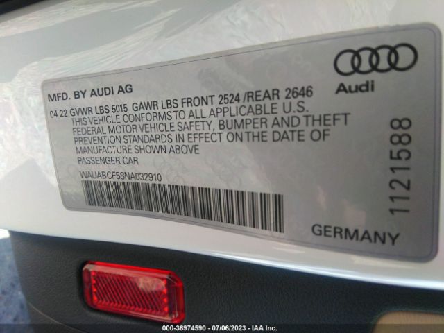 Photo 8 VIN: WAUABCF58NA032910 - AUDI A5 SPORTBACK 