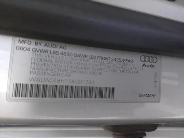 Photo 9 VIN: WAUAC48H15K001731 - AUDI A4 