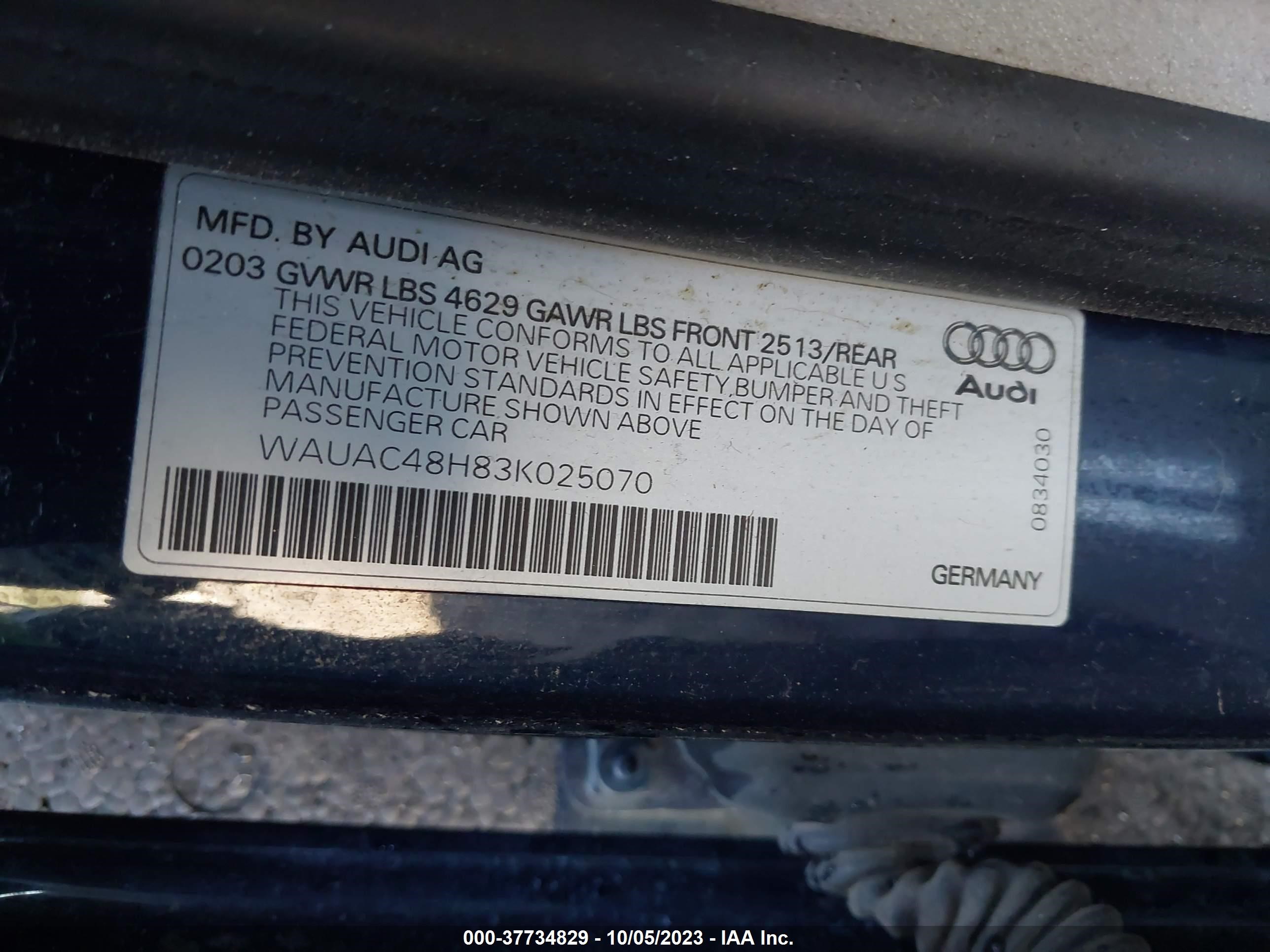 Photo 8 VIN: WAUAC48H83K025070 - AUDI A4 