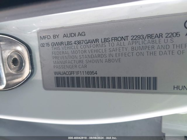 Photo 8 VIN: WAUACGFF1F1116954 - AUDI A3 