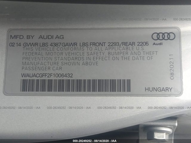 Photo 8 VIN: WAUACGFF2F1006432 - AUDI A3 