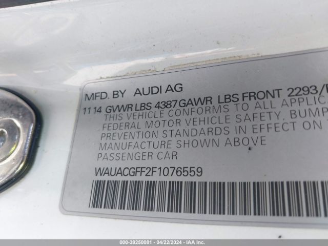 Photo 8 VIN: WAUACGFF2F1076559 - AUDI A3 