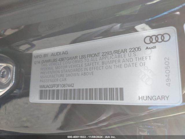 Photo 8 VIN: WAUACGFF3F1087442 - AUDI A3 