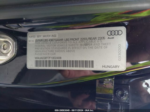 Photo 8 VIN: WAUACGFF7F1002408 - AUDI A3 