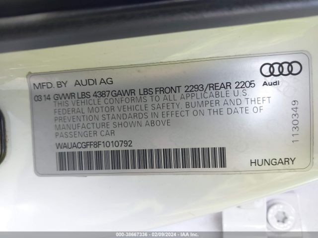 Photo 8 VIN: WAUACGFF8F1010792 - AUDI A3 