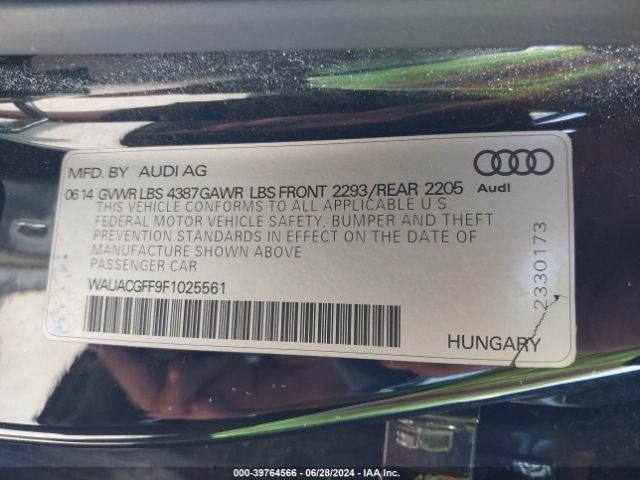 Photo 8 VIN: WAUACGFF9F1025561 - AUDI A3 