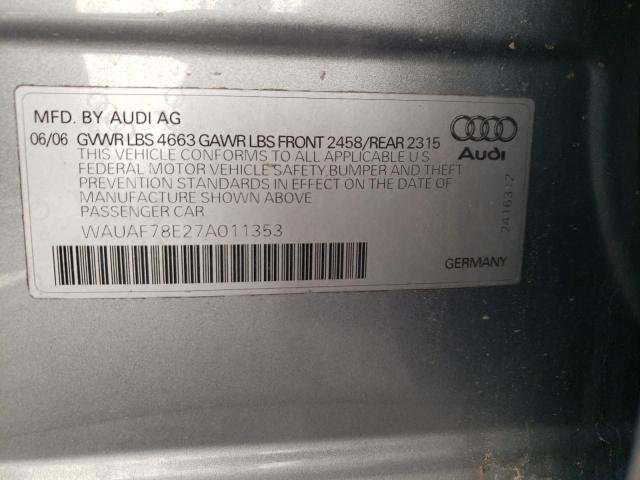 Photo 12 VIN: WAUAF78E27A011353 - AUDI A4 